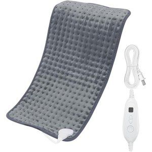 Heating Pad 12"x24" , Microplush Electric Heating Pad with 6 Heat Settings, Gray